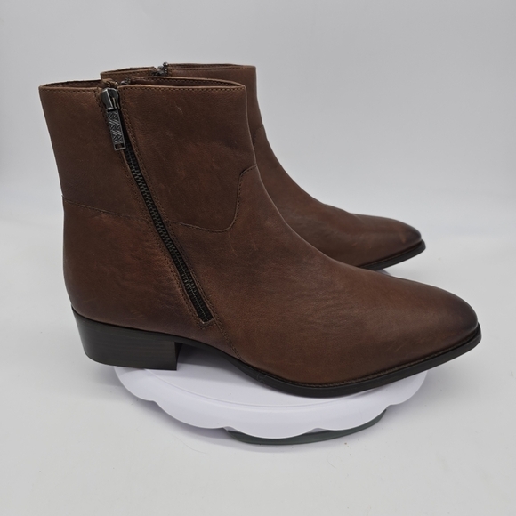 Aldo Shoes Men 11 Nalenia Leather Ankle Boots Zippers Congac Brown - Picture 5 of 7